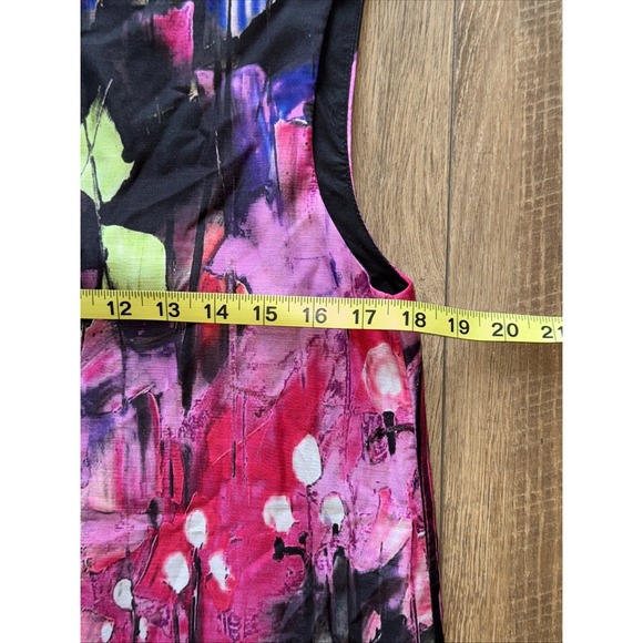 Everly Watercolor Sleeveless Lined Sheath Back Cutout Dress Small boho a-line - Picture 3 of 7